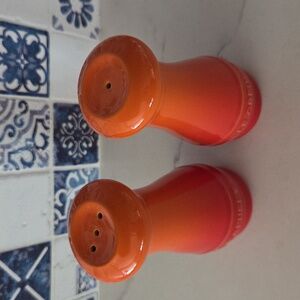 Le Creuset Salt And Pepper Shakers Orange Flame Color